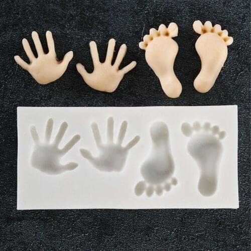 3D Baby Feet Hands Silicone Molds Candy Polymer Clay Chocolate Mould DIY Party Fondant Cake Decorating Tools Cupcake Baking Mold