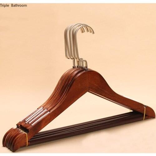 5 Pcs Retro Solid Wood Hangers Home Wardrobe Suit Dress Clothing Storage Holder Wooden Drying Rack Garment Display Organizer