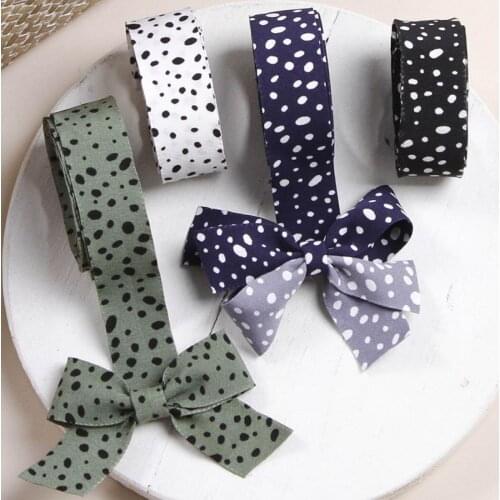 5 yards/lot Dots Printed Ribbon DIY Bow Hair Accessories Clothing Decoration Trim Gift Bouquet Packaing Material