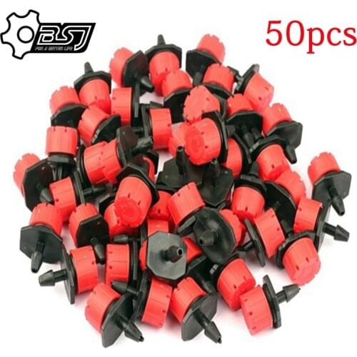 50PCS Garden Sprinkler Water Adjustable Irrigation Sprinkler Micro Flow Dripper Head Drip Irrigation System Mist Nozzle 1/4 Hose