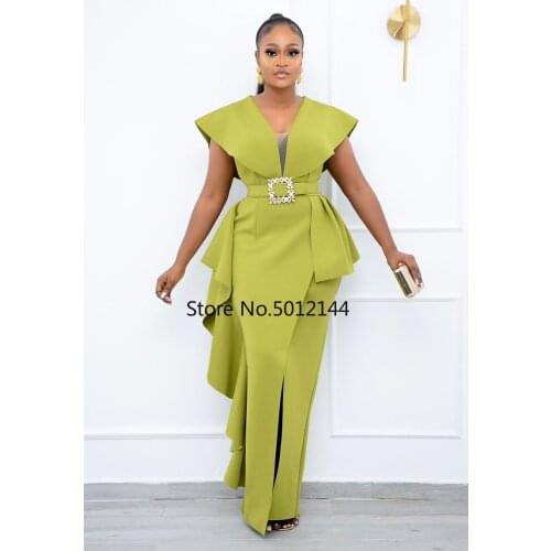 Dashiki African Dresses For Women Boho Split Long Dress Slim 2021 Summer Autumn Sexy Cut Out Ruffles Party Office Maxi Vestidos