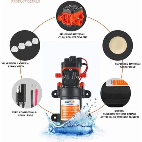 1.3gpm 60psi Automatic Marine Water Diaphragm Pump Rv Supplies Priming Marine High Pressure Boat Self Boat 12v Caravan T4q7