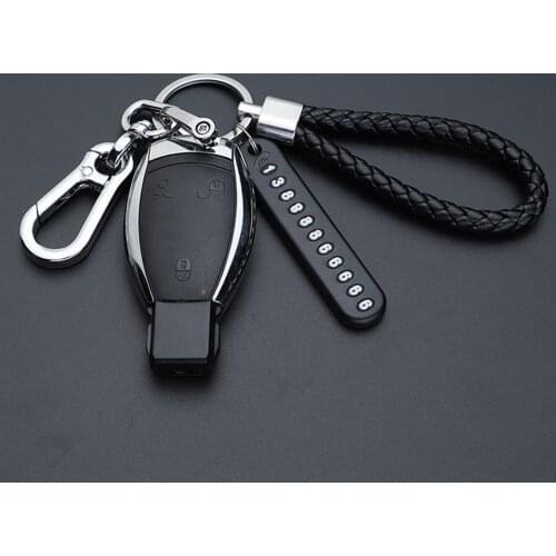 Anti-lost Car Keychain Metal Key Rings Phone Number Plate Lock Key Ring Auto Vehicle For Mercedes Benz Auto Car Key Chain