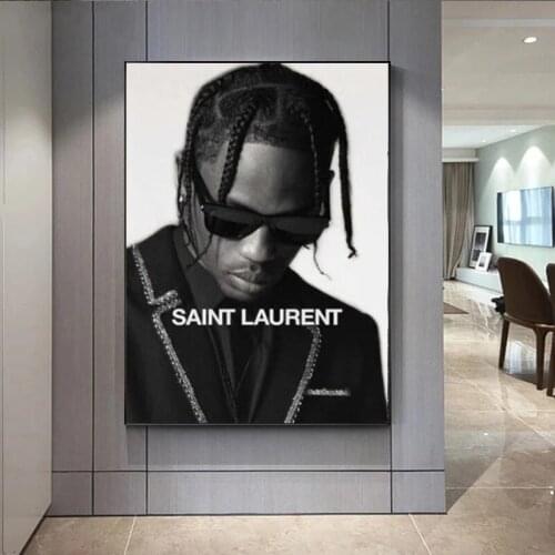 Black White Picture Travis Scott Music Star Rap Hip Hop Rapper Fashion Model Art Picture Canvas Painting Poster Print Home Decor