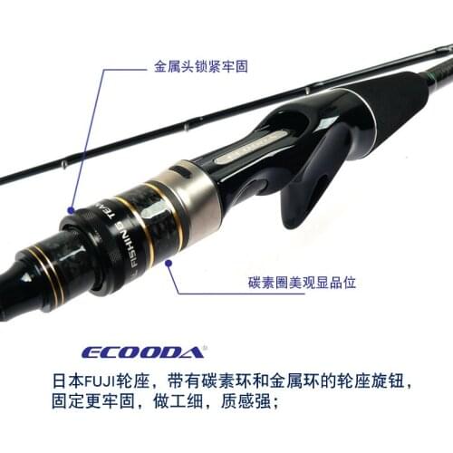 ECOODA BOAT ROD 1.35/1.75M Small boat rod raft rod FUJI GUIDES AND FUJI REEL Fish rod solid carbon tip fishing rod 15-60