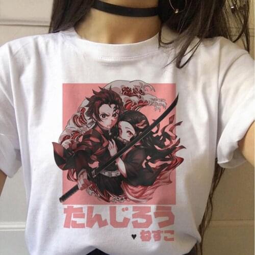 New Demon Slayer tshirt Graphic Top Print Streetwear Punk Kimetsu No Yaiba T-Shirt Clothes Japanese Anime Funny Women T-Shirt
