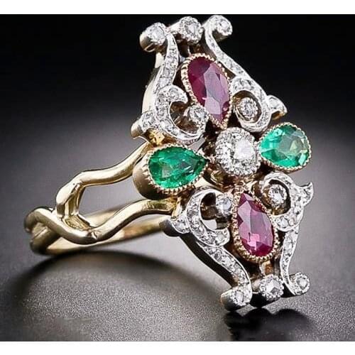 Huitan Personality Design Women Rings with Moon/Pear/Round Shape New Trendy Special-interest Wedding Rings Girl Shiny CZ Jewelry