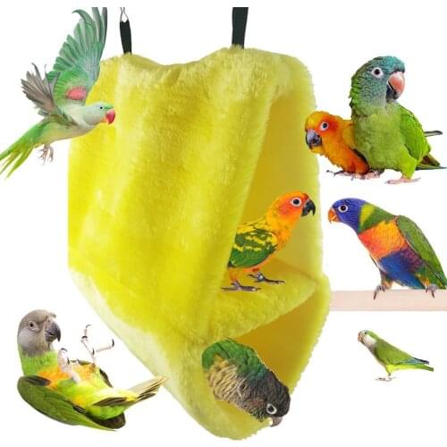 LHXMAS PET TOYS Large double-layer flannel nest Parrot Bird Nest Warm cotton pet nest Cotton hammock triangle nest Large Cage