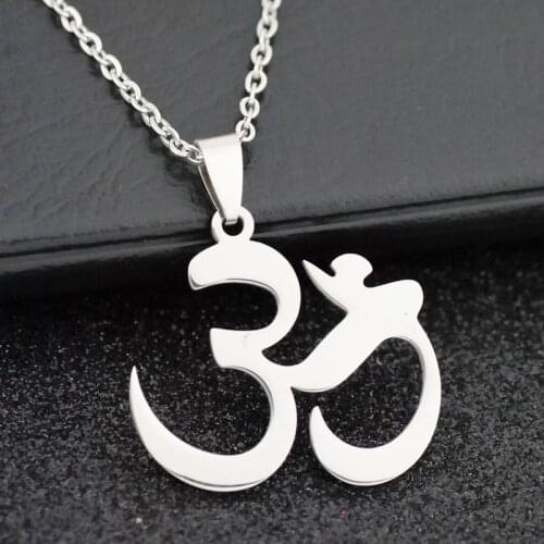 New Indian Buddhist Aomm OM Stainless Steel Pendant Necklace Indian Yoga Logo Necklace Women Men Gift Jewelry