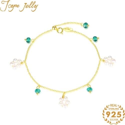 JoyceJelly Emerald Gemstone Bracelet for Women Wedding Jewelry 925 Sterling Silver Hot Selling Pearl Jewelry Gift Wholesale 2020