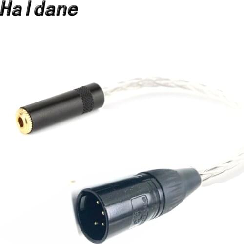 Haldane HIFI 4Pin XLR Male Balanced to 3.5mm Female 7nOCC Silver Plated Audio Adapter Cable 3.5mm to XLR Balance Headphone Cable
