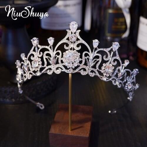 NiuShuya Bride Crown Zircon Luxury Wedding Hair Accessories for Women Tiara Elegant Jewelry Headwear Princess Hair JEwelry