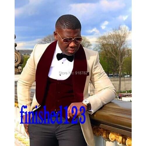 Traje De Hombre 2018 Ellegant Men Groom Suits Custom Made Shawl Lapel Wedding Tuxedo Groomsmen Prom Suit (Jacket+Pants+Vest+Bow)