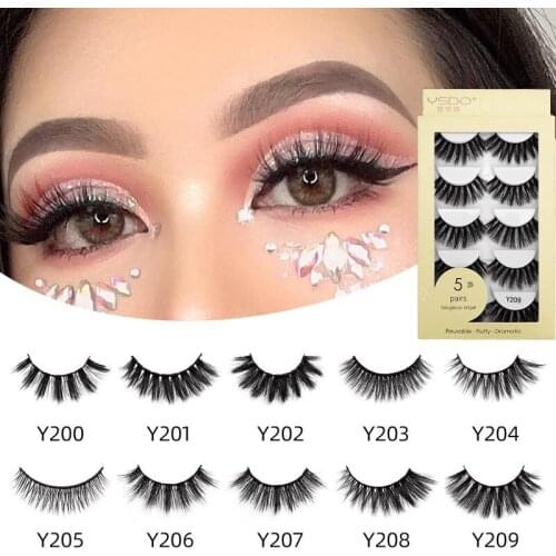 Nice 3D Mink Lashes 5 Pairs Pure Handmade Comfortable Dramatic Volume Fake Lashes High Invisibility Thick Makeup Extension tools