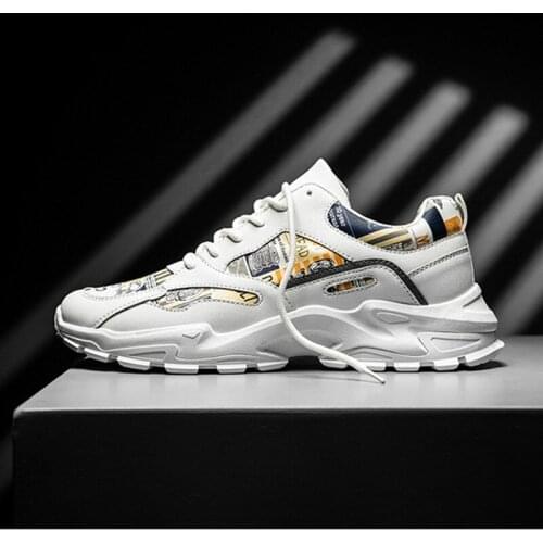 Men Casual Shoes Flat Outdoor Fashion Lace Up Summer Spring Graffiti Low Top Sneakers Male Non-Slip Work Breathable Thick Sole