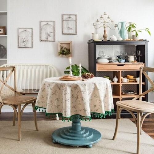 Floral table Cloth Cotton And Linen Printing Round Dining Table Home Fabric Decoration