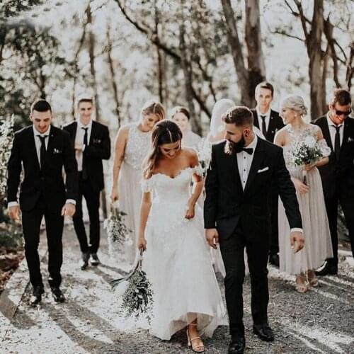 2020 Lace Wedding Dresses Off the Shoulder Bohemian A-line Bride Dress Boho Wedding Gown Vestidos de Novia