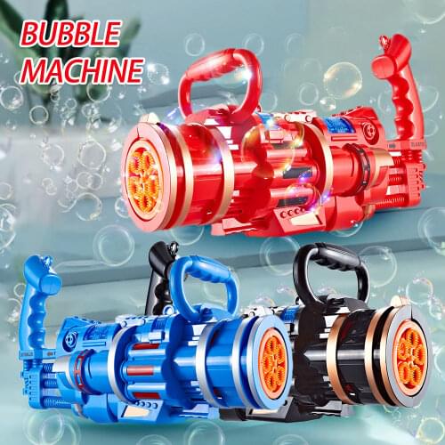 2-in-1 Electric Bubble Machine Kids Automatic Gatling Bubble Gun Toys Summer Soap Water Bubble Machine for Children Gift Toys