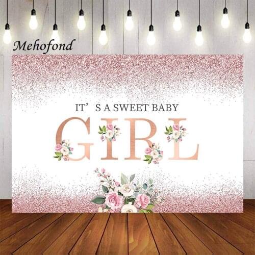 Mehofond Photography Background Girl Watercolor Pink Floral Baby Shower Birthday Party Portrait Decor Backdrop Photo Studio Prop