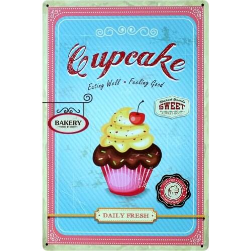 [ Mike86 ] Eating Well Feeling Good Cupcake Bakery Retro Metal Plaque Room Decor Old Wall art Craft 20*30 CM Mix Items B-331