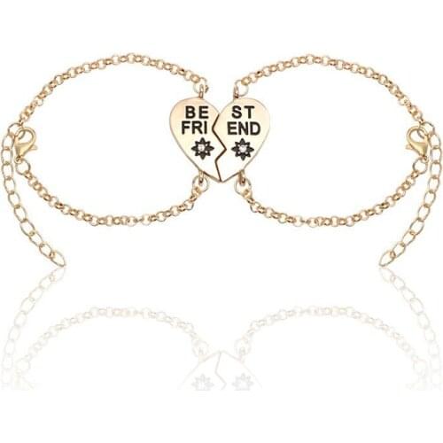 Fashion Best Friend Heart shaped Stitching Rhinestone Bracelet Female Sister Friendship Gift Charm Jewelry Dropshipping