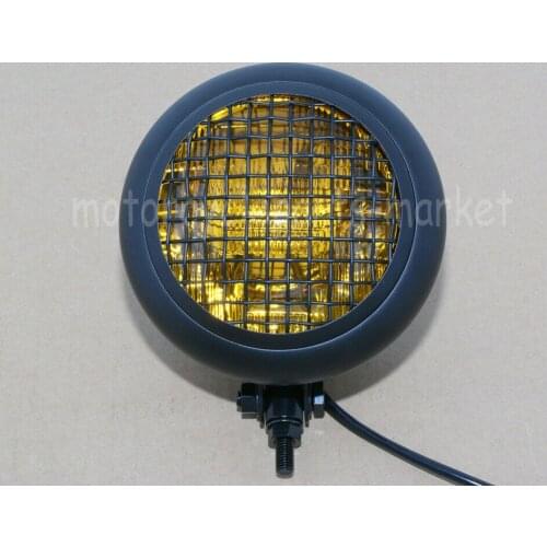 Motorcycle Retro Mesh Grill Headlight Vintage Style Grille Headlight head lamp For Harley Cafe Racer Cruiser