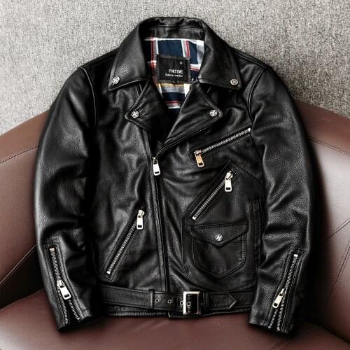 2021 Natural Real Cow Leather Coat Men Clothes Motorcycle 100% Genuine Leather Jacket Mens Autumn Slim Fit Biker Coat