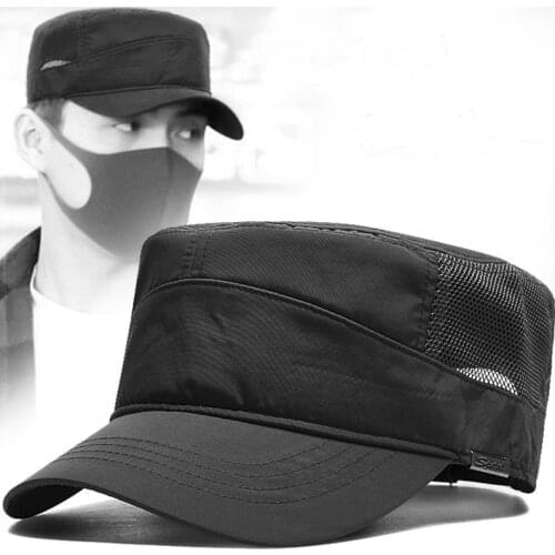 2021 Big Head Man Outdoors Waterproof Large Size Army Flat Cap Men Summer Polyester Plus Size Mesh Military Hat 55-60cm 60-65cm