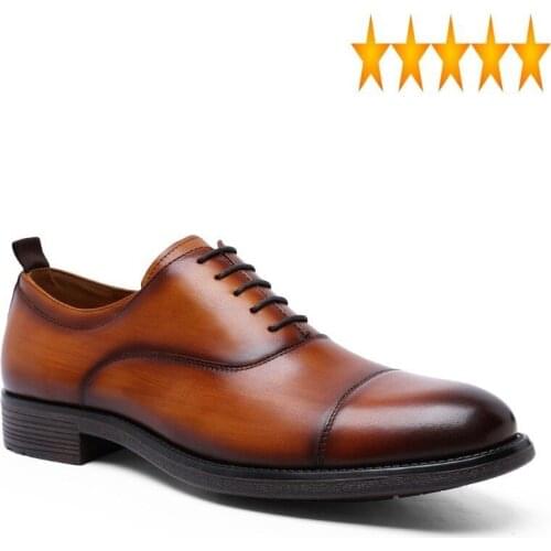 Size 44 45 46 Big 47 Mens Genuine Leather Derby British Retro Gentleman Business Formal Pointed Toe Cowhide Dress Shoes