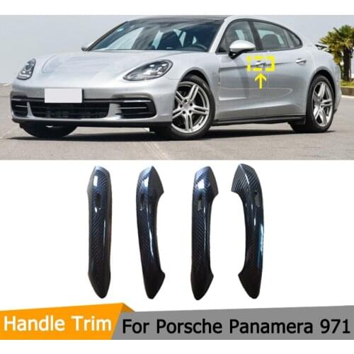 Car Door Handle Covers Trims For Porsche Panamera 971 2017 2018 2019 Real Carbon Fiber Side Door Trims Covers