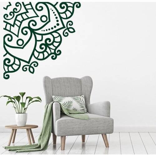 Mandala Decal Corner Decor - Mandala Ornament Wall Decal Spiritual Decor - Buddhism Wall Decals C15-08