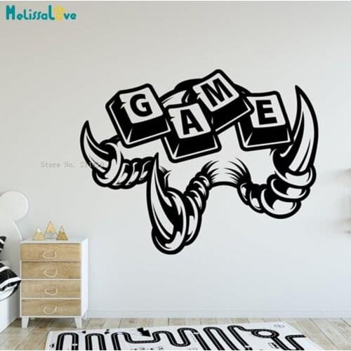 Fierce Paw Gamer Wall Stickers Home Decor Boys Room Video Game Self-adhesive Murals Vinyl Unique Gift YT5727