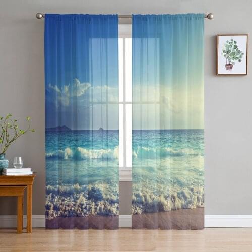 Sky Tropical Beach Sheer Curtains Window Curtains for Living Room Bedroom Blinds Kids Room Home Decor