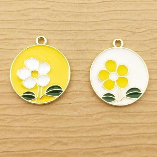 10pcs 20x22mm enamel flower charm for jewelry making and crafting fashion earring pendant bracelet necklace charms
