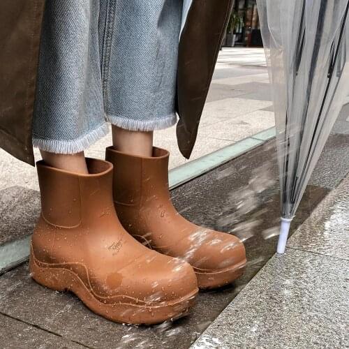 FANAN Rubber Rain Boots for Women Waterproof Fashion Cute Candy Color Girls Shoes Ladies Short Ankle PVC Rainboots Non-slip Boot