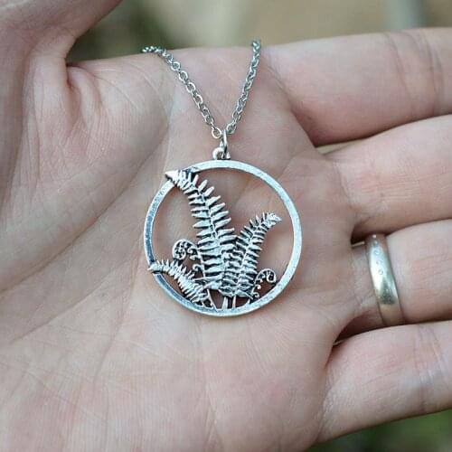 Silver Natural Tree Forest Necklace Luck Grass Pendant For Women Charm Jewelry For Gift