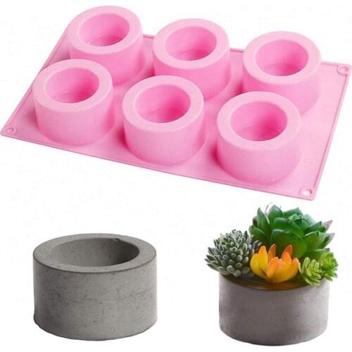 6 Holes Silicone Concrete Molds Flower Pot Cement Mold Planter Succulent Plant Gypsum Flowerpot Holder Home Decor DIY Clay Mould