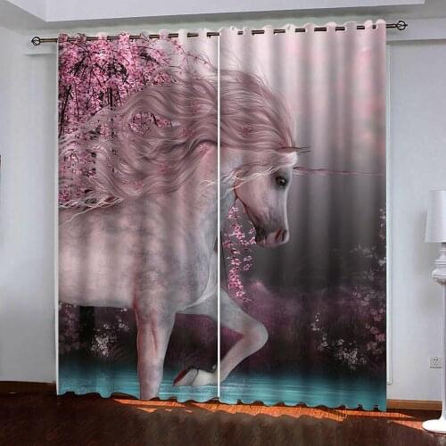 Modern flower Unicorn Window curtains Blackout Luxury 3D Curtain For Living room Bedroom Office Fashion decor