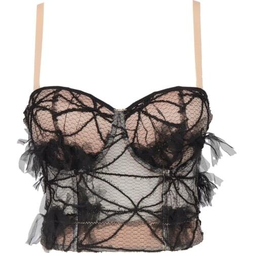 Summer Vacation Sexy Tank Top With Built In Bra Lace Female Crop Top Women Harajuku Off Shoulder Camis Tops Push Up Bralette