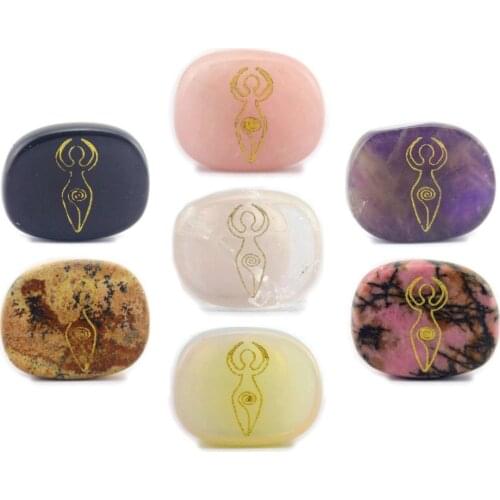 Natural Crystal Jewelry Accessories Oval Piece Chakra Yoga Meditation Humanoid Goddess Ornaments Personalized Ornaments Europe