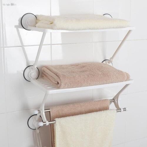Vanzlife No perforated towel rack in bathroom towel bar hanging towel rack on the third floor toilet storage rack towel rack