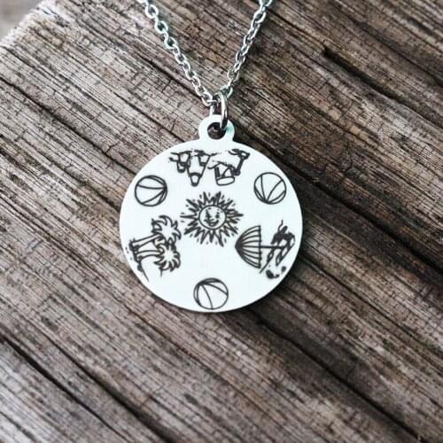 High quality stainless steel Palm T necklace,holiday gift,Sea Wave jewelry Summer Hawaii necklace Sandy beach jewelry