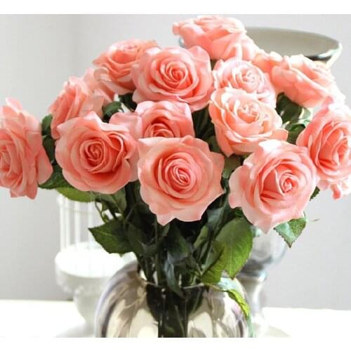 High-grade Simulation Wet Rose Fresh Rose Artificial Flowers Multicolored Real Touch Rose Flowers Home Decorations For Wedding