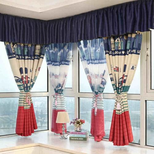 European Style Custom Made Cartoon Flocking Blackout Curtain Kids Room Living Room Childrens Room Curtains School Decorations