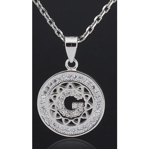 925 Sterling Silver Letter Pendant Letter G Micro Pave Clear Cubic Zircon Necklace Chain for Ladies Fashion Jewelry