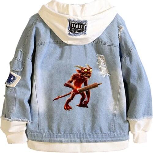 Anime Overlord Coat Teens cowboy Cosplay Jacket Men Women Casual Denim Hooded Loose coat Cartoon Hooded