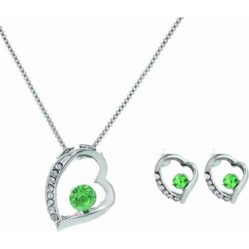 QiLeSen Fine jewelry 925 sterling silver for ladies wedding Tianchang Forever fruit green necklace earrings set yw053