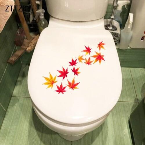 ZTTZDY 24.7×15.8CM Maple Leaves Cartoon Wall Decoration Creative Bathroom Toilet Stickers T6-0221