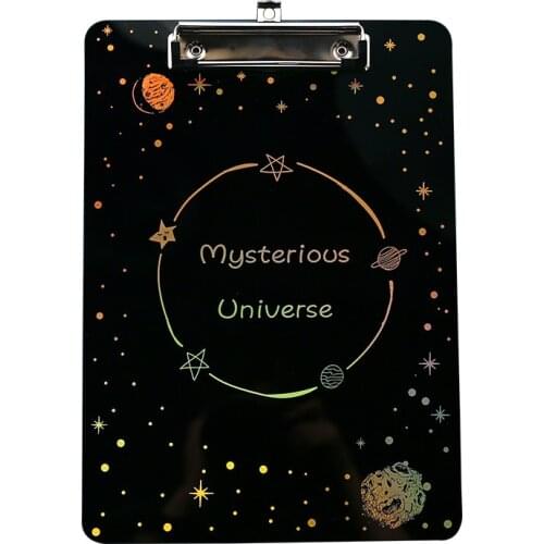 Starry Sky Series Writing Board Clip Kids Stationery A4 Paper Acrylic Pad Splint Transparent Feather Clipboard School Supplies