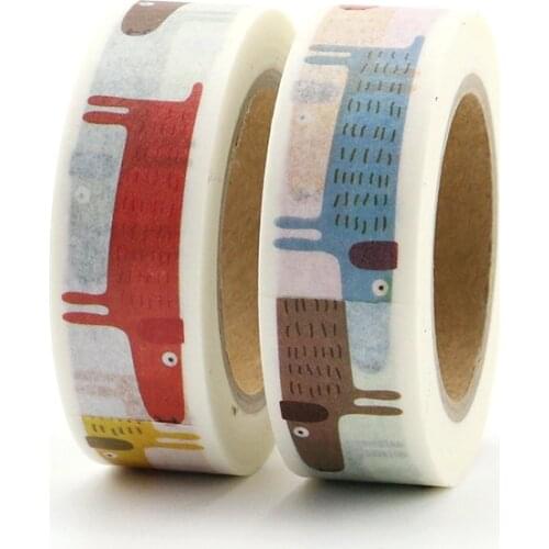 2PCS/lot Cute Dachshund Decorative Japanese Washi Tape Paper DIY Scrapbooking Adhesive Tape Mask 1.5cm*10m School Office Supply
